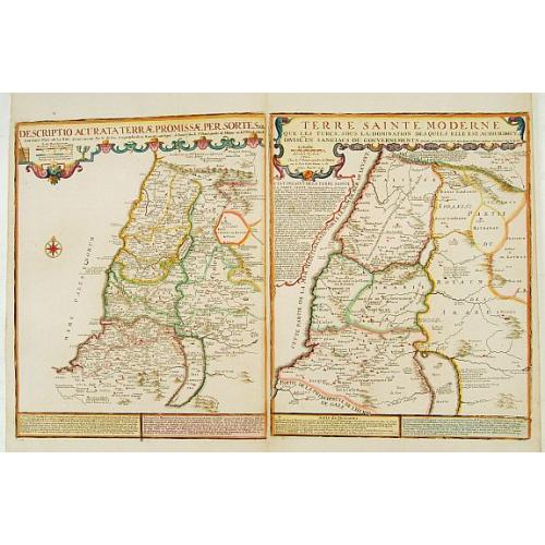 Old map image download for Descriptio Acurata Terrae Promissae.. Terre Sainte Moderne.