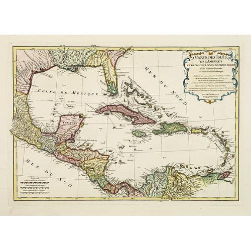 Old map image download for Carte des Isles de l'Amerique et de plusieurs pays de Terre Ferme..