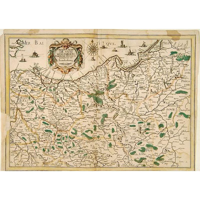 Carte des Duches de Saxe Mecklembourg Pomeranie ..