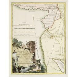 Carte de la Babylonie nommée aujourd'hui Hierac-Arab avec les noms, tant anciens que modernes et les routes des expéditions de Cyrus et de Julien l'Apostat, aussi bien que celles de Teixera, Benjamin. . .