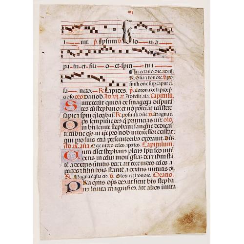 Leaf on vellum from a antiphonary.