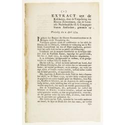 Extract uyt de Resolutien, door de Vergadering der Heeren Zeventienen, van de Generale Nederlandsche O. I. Compagnie binnen Amsterdam, genomen op Woensdag den 2 April 1774.