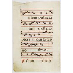 Leaf of manuscript music from an Antiphoner.