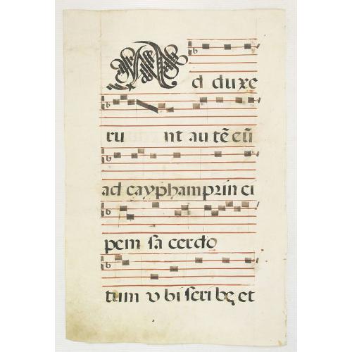 Old map image download for Leaf of manuscript music from an Antiphoner.