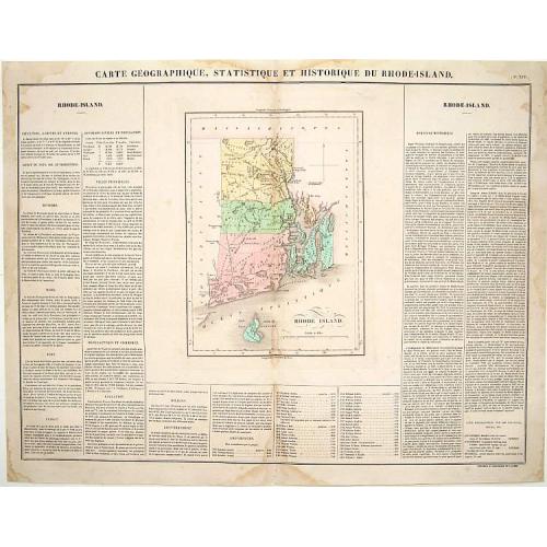 Old map image download for Carte Géographique, statistique et historique du Rhode Island.