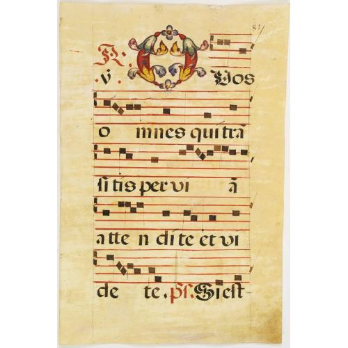 Old map image download for Leaf of manuscript music from an Antiphoner.