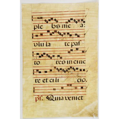 Old map image download for Leaf of manuscript music from an Antiphoner.