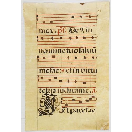 Old map image download for Leaf of manuscript music from an Antiphoner.