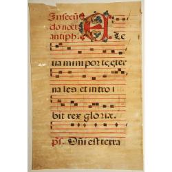 Leaf of manuscript music from an Antiphoner.