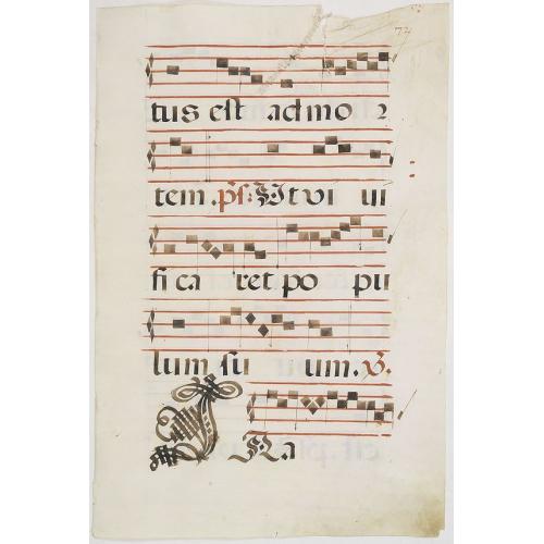 Old map image download for Leaf of manuscript music from an Antiphoner.