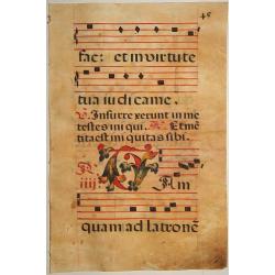 Leaf of manuscript music from an Antiphoner.