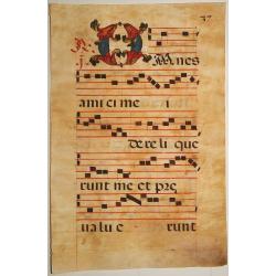 Leaf of manuscript music from an Antiphoner.