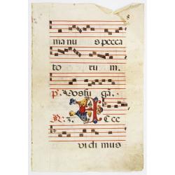 Leaf of manuscript music from an Antiphoner.