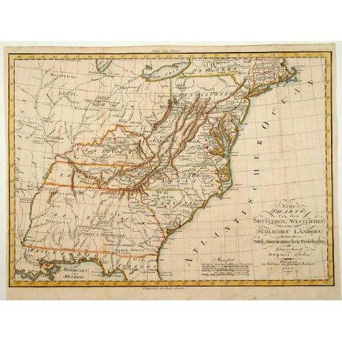 Old map image download for Neue Charte von dem Mittleren Westlichen .. Nord Amerika..
