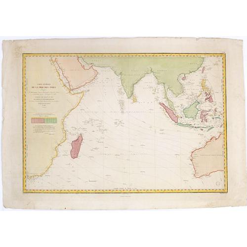 Old map image download for Carte générale de la mer des Indes dressée par P. Daussy et P.E. Wissocq, grave par Chassant, ecrit par J.M. Hacq.