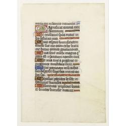 Leaf on vellum from a manuscript Book of Hours.