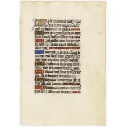 Leaf on vellum from a manuscript Book of Hours.