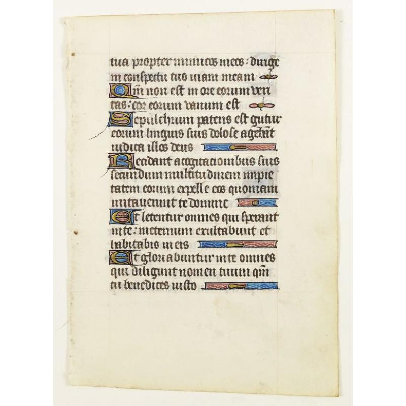 Leaf on vellum from a manuscript Book of Hours.