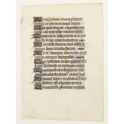 Leaf on vellum from a manuscript Book of Hours.