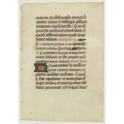 Leaf on vellum from a manuscript Book of Hours.