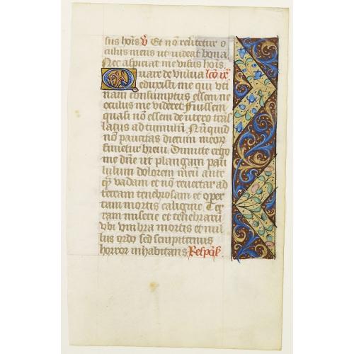 Old map image download for Leaf on vellum from a manuscript Book of Hours.