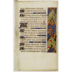 Leaf on vellum from a manuscript Book of Hours.