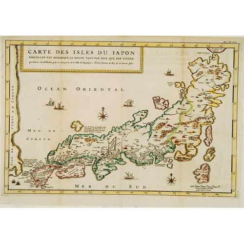 Old map image download for Carte des Isles du Japon Sequels est remarque la Route..