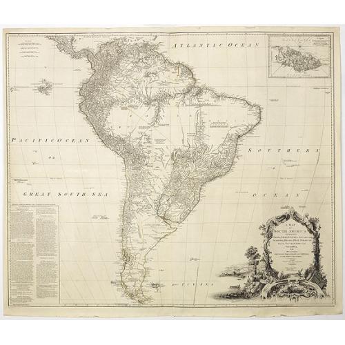 Old map image download for A Map of south America Containing Tierra-Firma, Guyana, New Granada Amazonia, Brasil, Peru, Paraguay, Chaco, , Tucuman, Chili and Patagonia. from Mr.D'Anville with Several Improvements and Additio by Kitchin, Thomas.