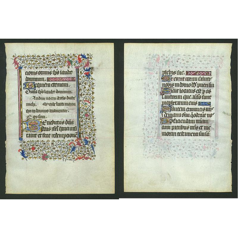 Leaf from a book of hours on vellum.