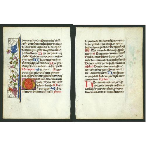 Leaf from a book of hours on vellum.