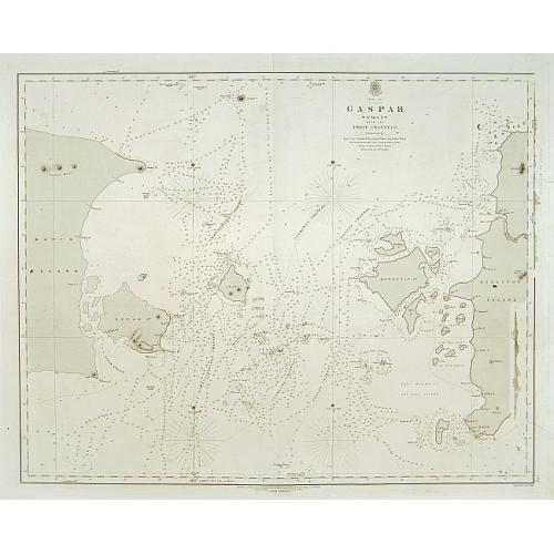 Old map image download for China Sea - Gaspar Strait with its three channels..