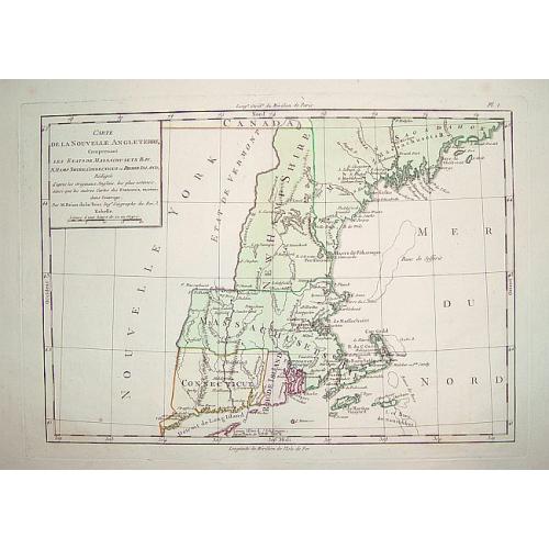 Old map image download for Cart de la Nouvelle Angleterre, Comprenant..