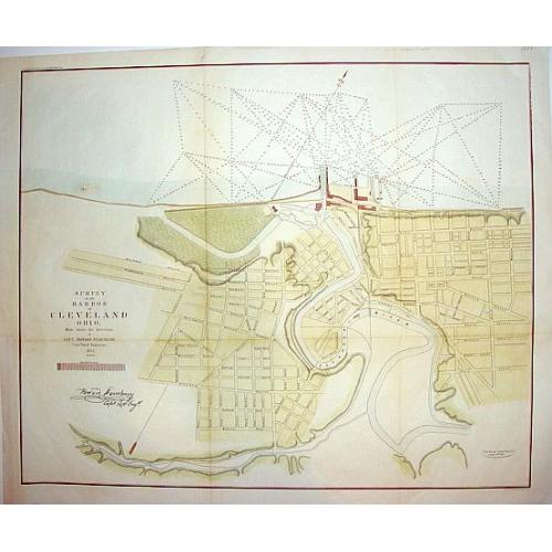 Old map image download for Survey of the Harbor of Cleveland Ohio..