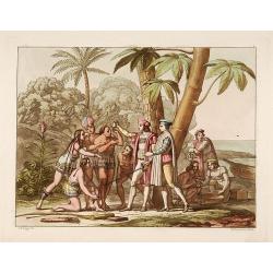 Christophe Colomb rencontre les premiers indiens.