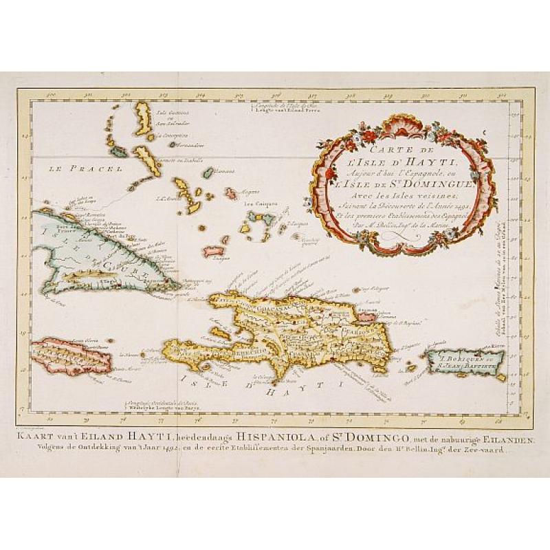 Carte de L'Isle d'Hayti, Aujour d'hui.. St.Domingue..