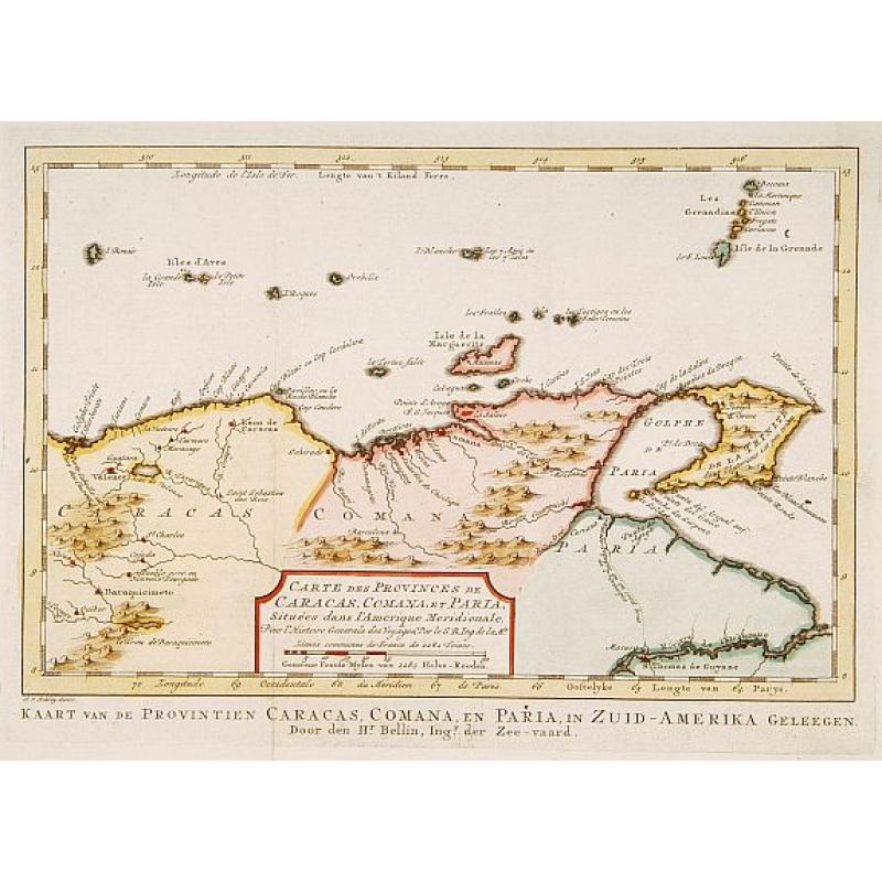 Carte des provinces de Caracas, Comana et Paria..