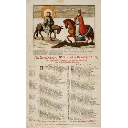 Old map image download for De Vergelykinge Christi met de roomiche Paus..