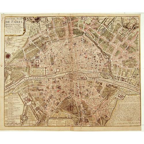 Old map image download for Huiti&egraveme Plan DE PARIS Divisé en ses Vingts Quartiers.