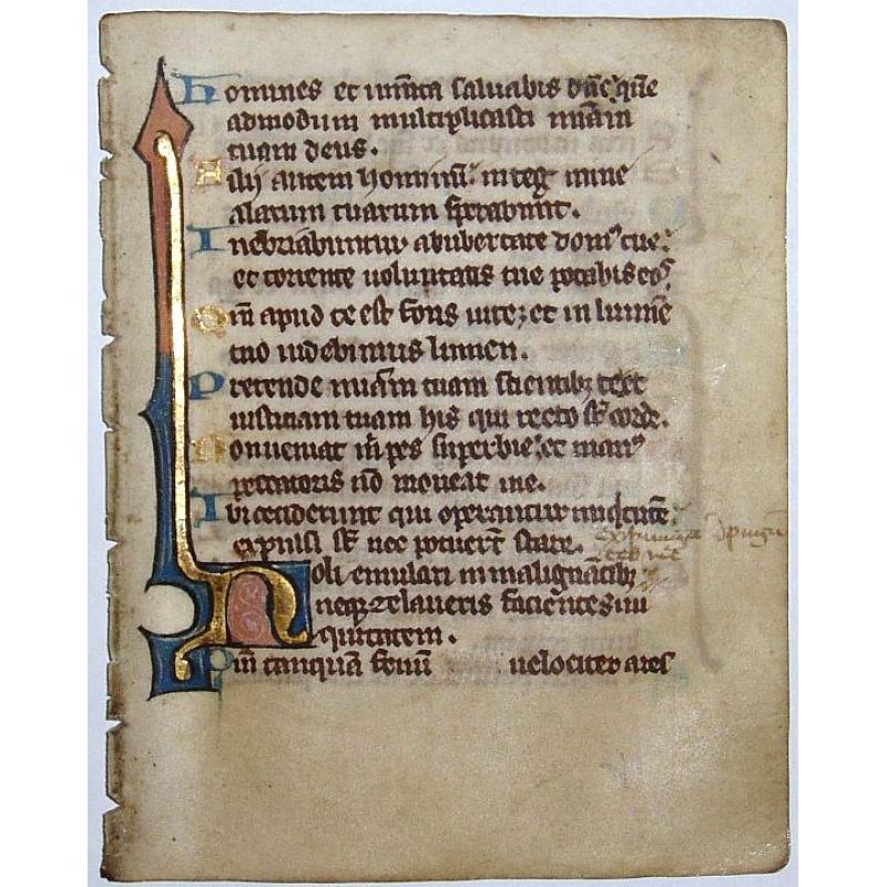 Leaf on vellum from a manuscript Breviary.