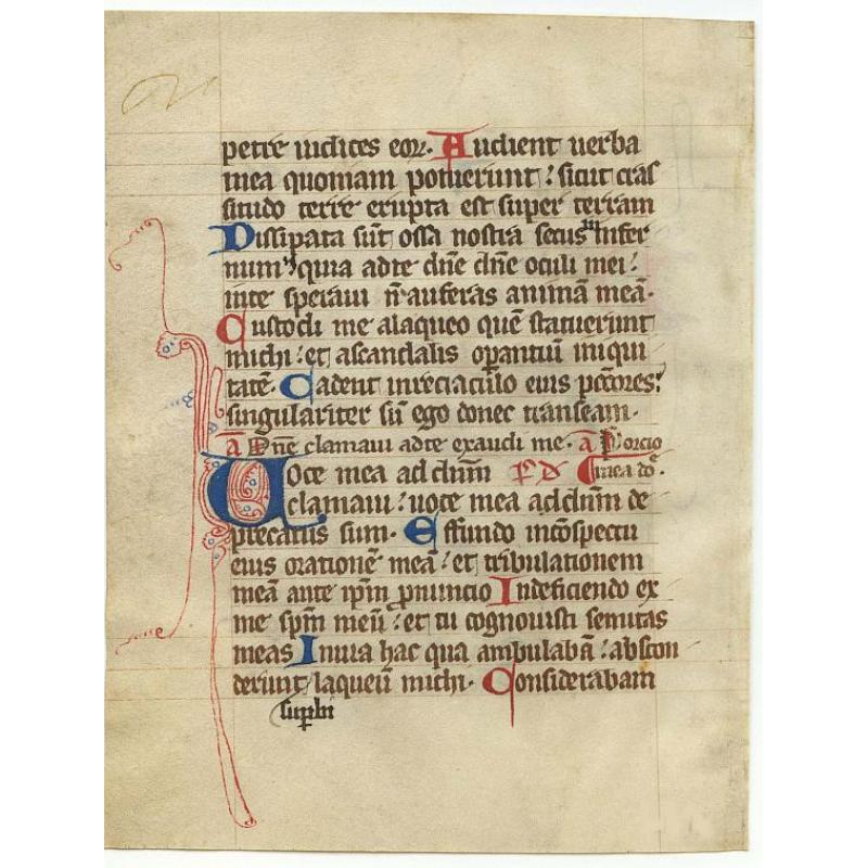 Leaf on vellum from a manuscript Book of Hours.