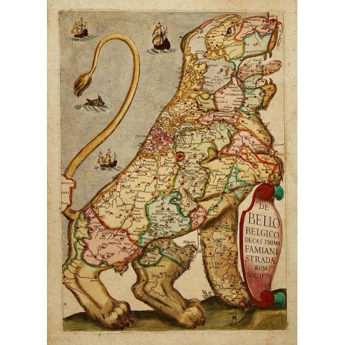 Old map image download for De Bello Belgico de cas prima Famiani Stradae rom. Soc.Iesv.