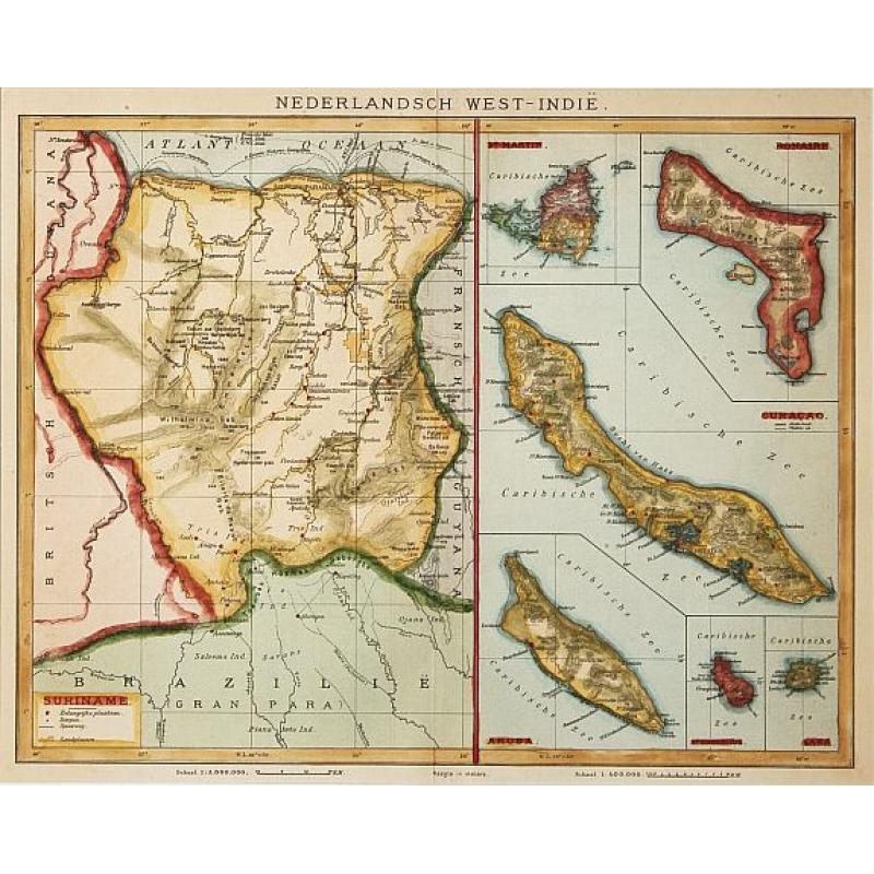 "Nederlandsch West - Indi&euml;. [7 maps on one sheet, including Cura&ccedil;.]"