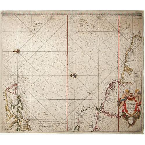 Old map image download for Pascaerte van Brazil en NieuNederlandt van Cuorvo en Flores tot de Barbados..