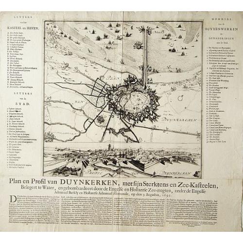 Old map image download for Plan en Profil van Duynkerken, met sijn Sterktens en Zee-Kasteelen..