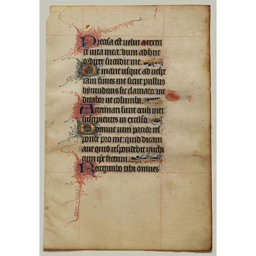 Old map image download for Leaf on vellum from a manuscript Book of Hours.