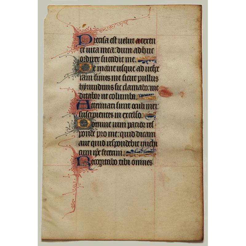 Leaf on vellum from a manuscript Book of Hours.