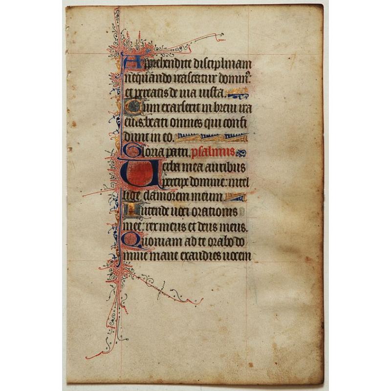 Leaf on vellum from a manuscript Book of Hours.