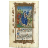 Old map image download for Leaf from a printed Book of Hours on vellum.