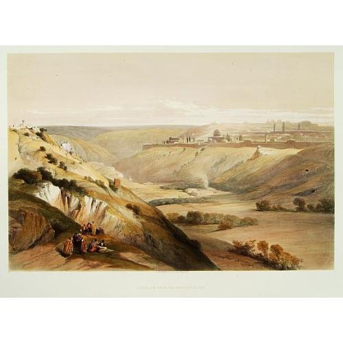 Old map image download for Jerusalem from the mount of Olives.