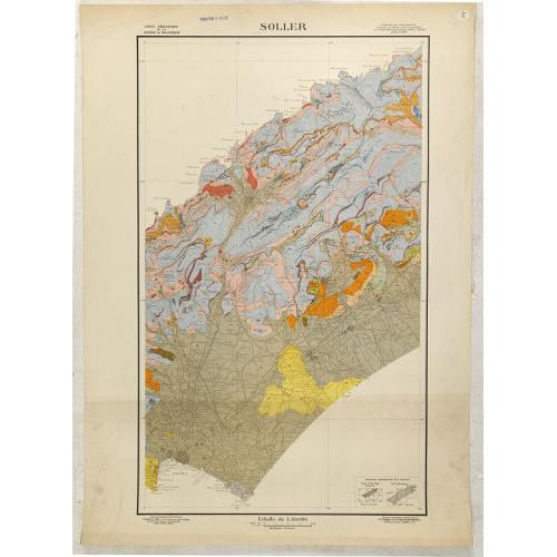 Old map image download for Carte Géologique de la Sierra de Majorque. Soller.